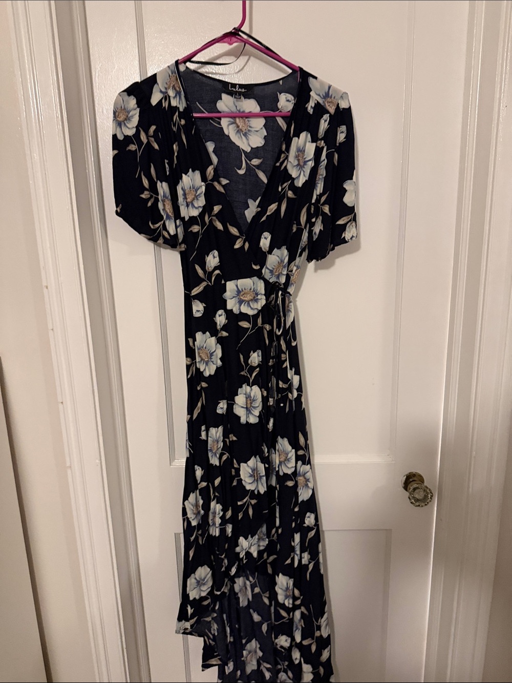 Lulus blue floral wrap dress